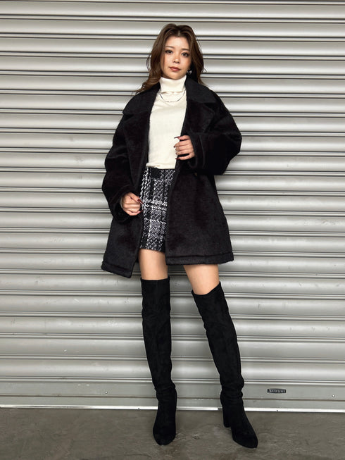 シャギーダブルミドル丈コート